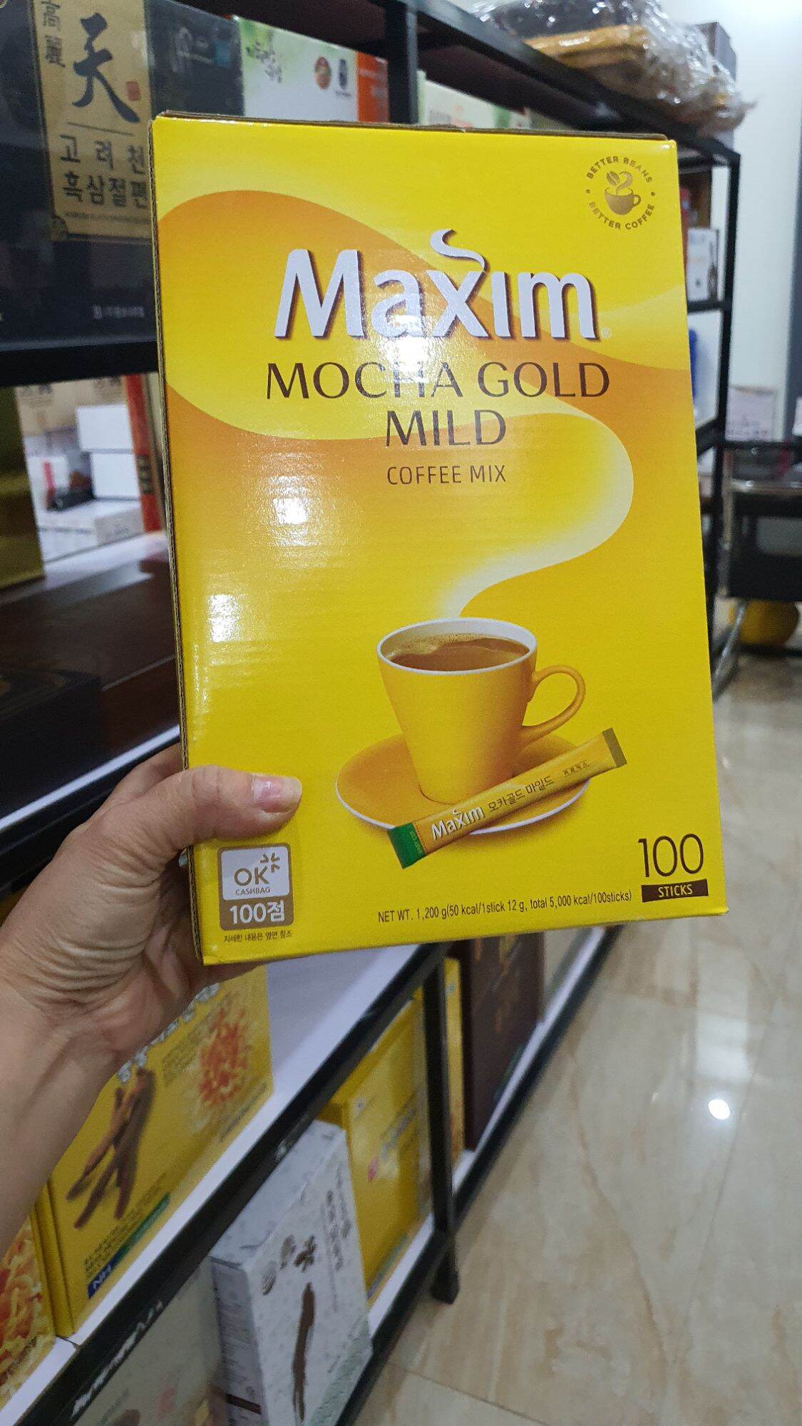 Cà phê sữa maxim hộp màu vàng Hàn quốc 100 Gói