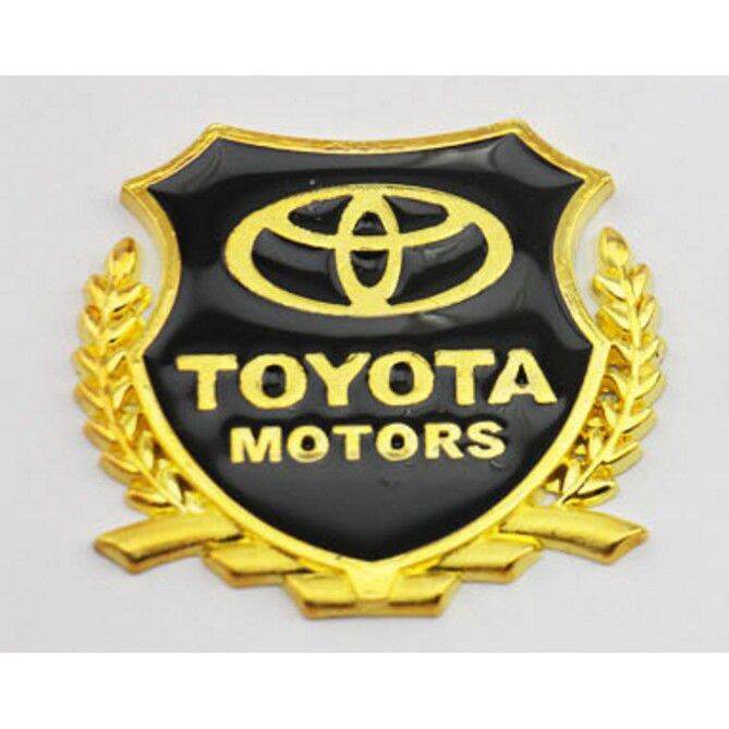 bộ 2 logo bông lúa chất liệu hợp kim đồng hãng xe TOYOTA
