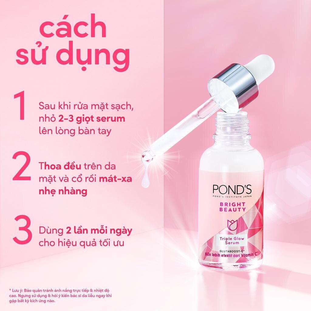 Tinh chất Serum Pond's dưỡng sáng mờ thâm 3D Glow 30ML
