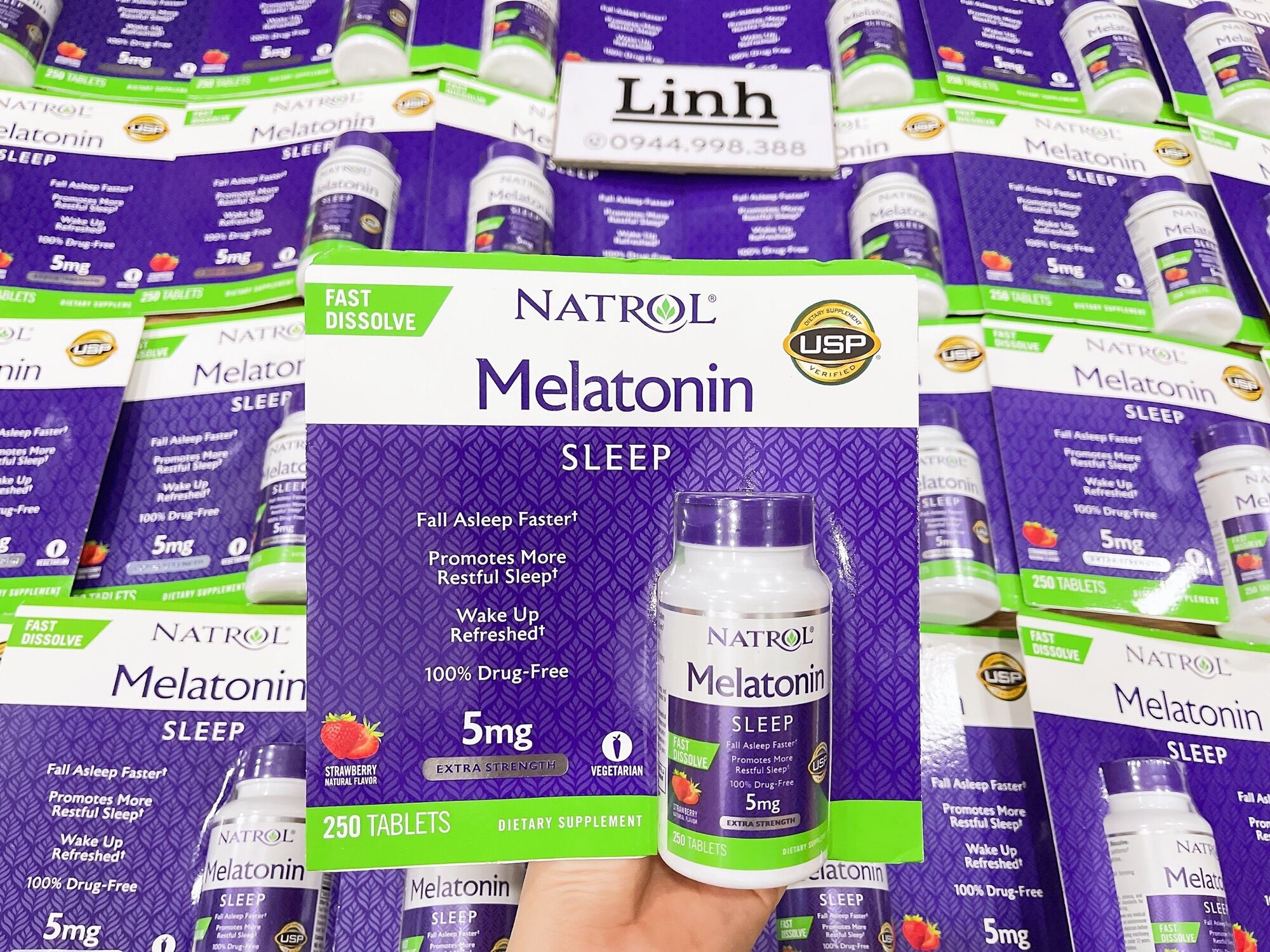 Vi&Ecircn Ngậm Natrol Melatonin Sleep 5Mg 250 Vi&Ecircn Gi&Uacutep Ngủ Ngon