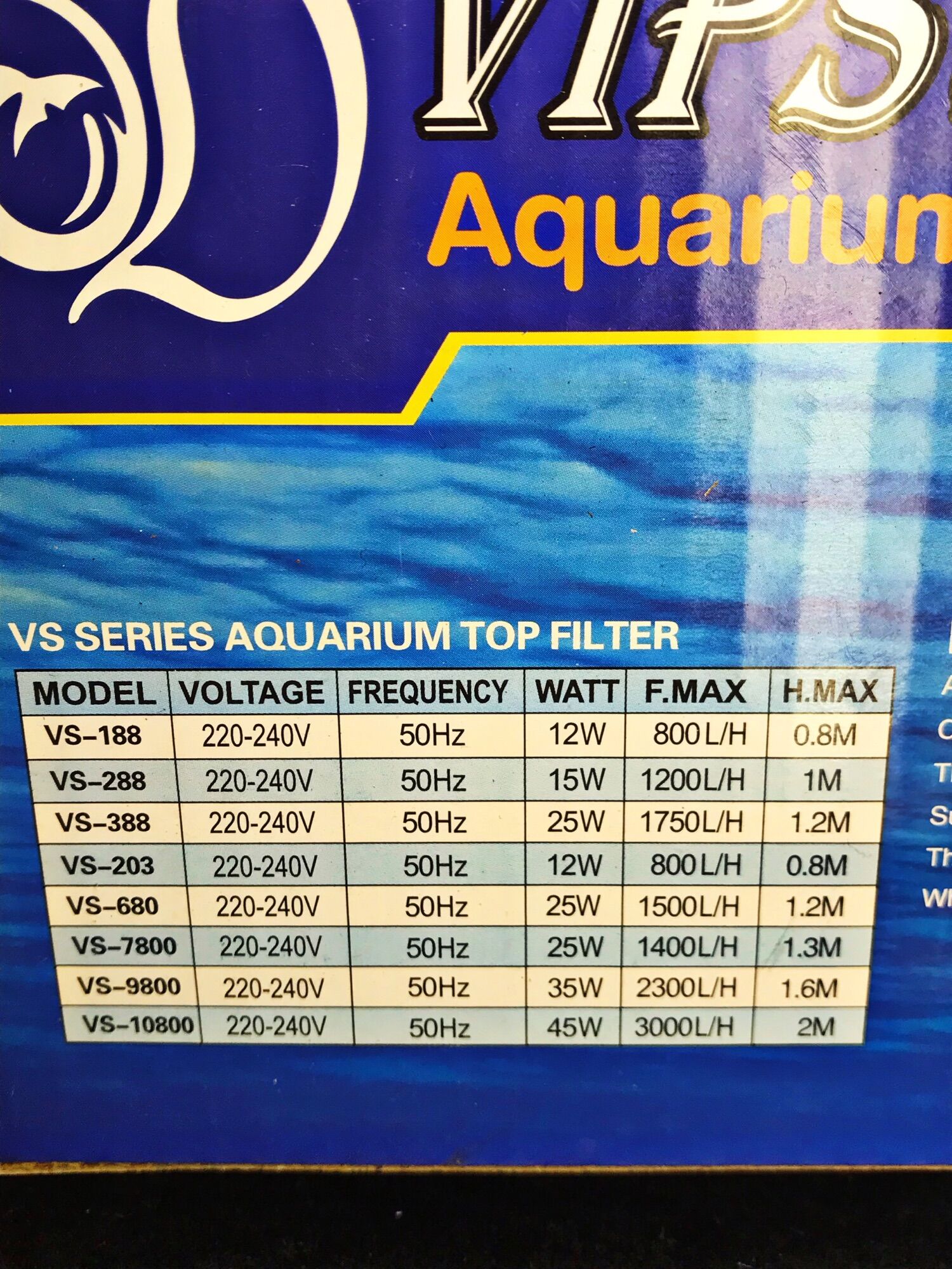 Máy Bơm Lọc Máng Hồ Cá Vipsun VS 188 - 288 - 388