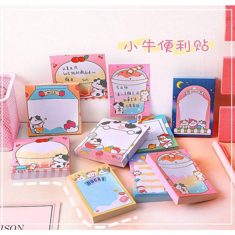 Giấy note ghi chú hình bé bò sữa đáng yêu