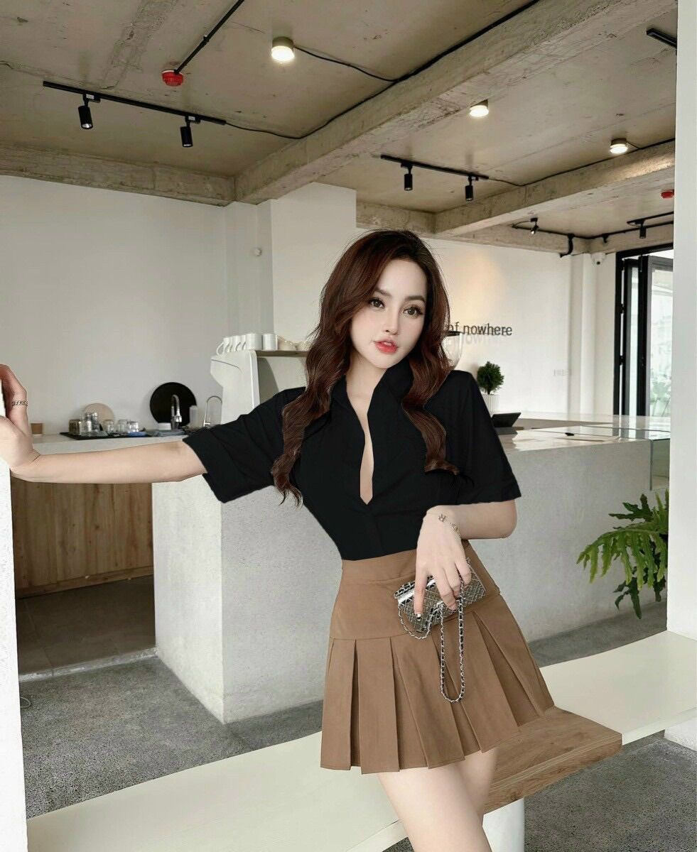 (SHOP BIGSIZE NỮ 50KG ĐẾN 90KG) set đồ sơ mi nữ sinh