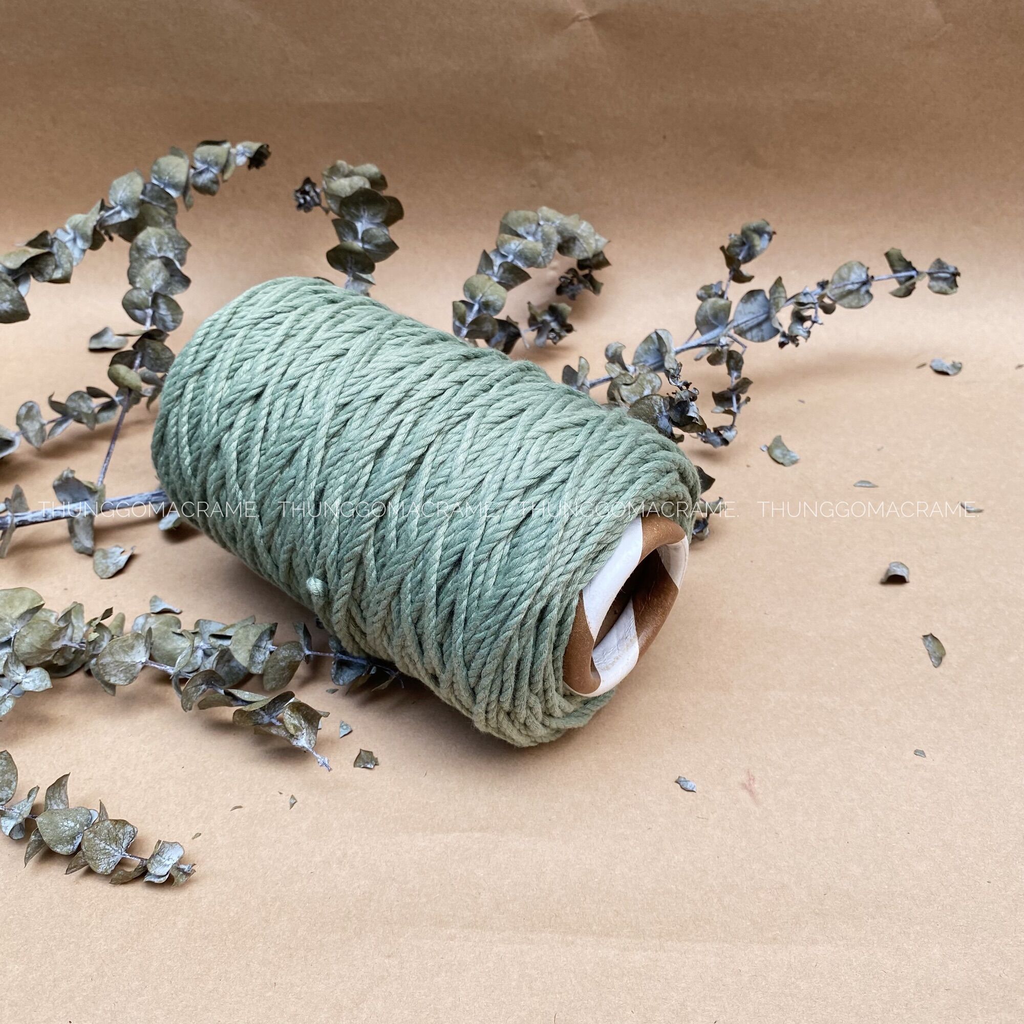 Dây màu thắt macrame size 3mm xanh sage