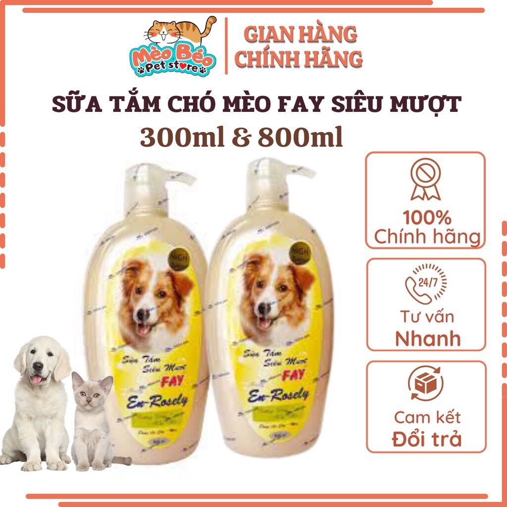 Sữa tắm chó mèo FAY siêu mượt - 800ml - 300ml