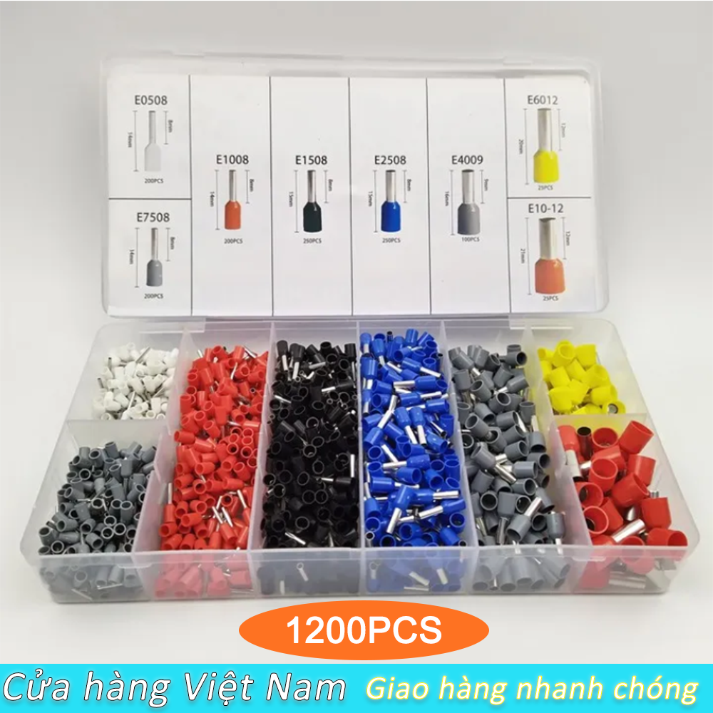 CHÍNH HÃNG - Combo kìm bấm cos vuông và hộp 1200 cos pin ống trònbộ kìm bấm cos đa nănghộp đầu cos k