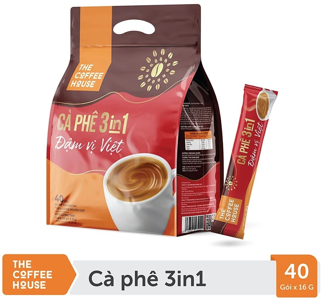 Túi 40 gói 16g cà phê 3in1 đậm vị việt the coffee house