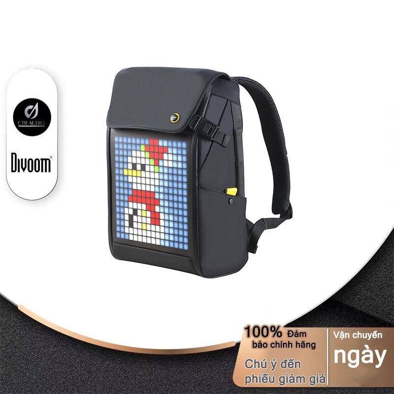 Balo divoom pixoo backpack-m, có hiển thị màn hình led, ngăn chứa laptop 15inch