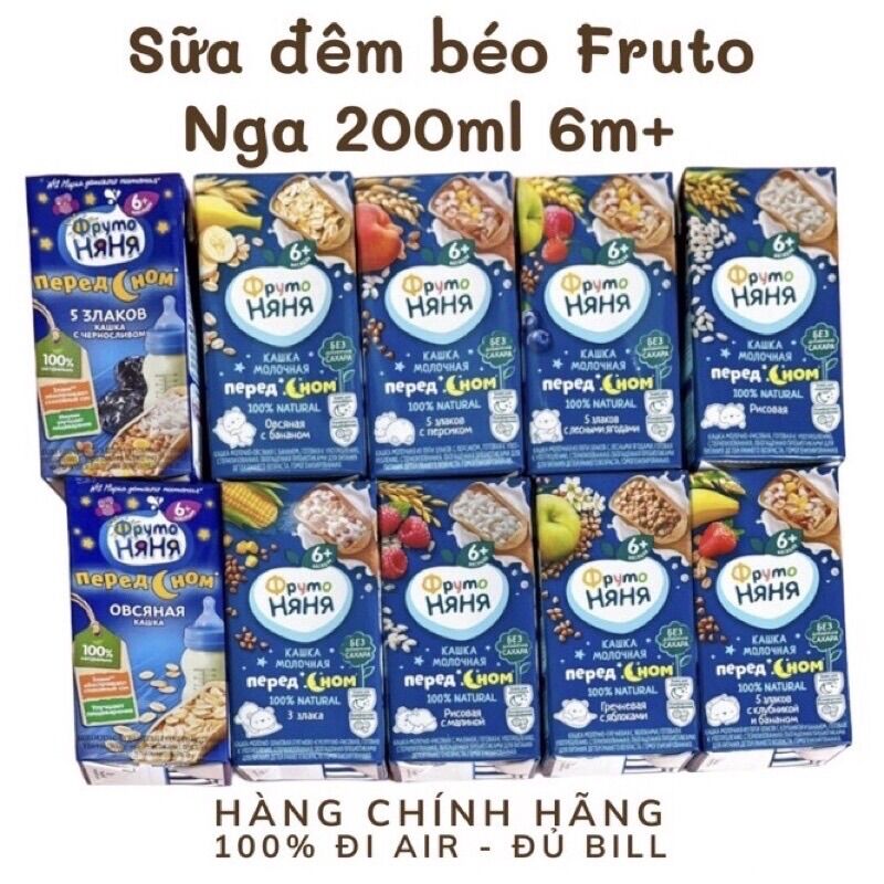 Sữa đêm Fruto Nga 200ml cho bé từ 6 tháng tuổi (date 3/2022)