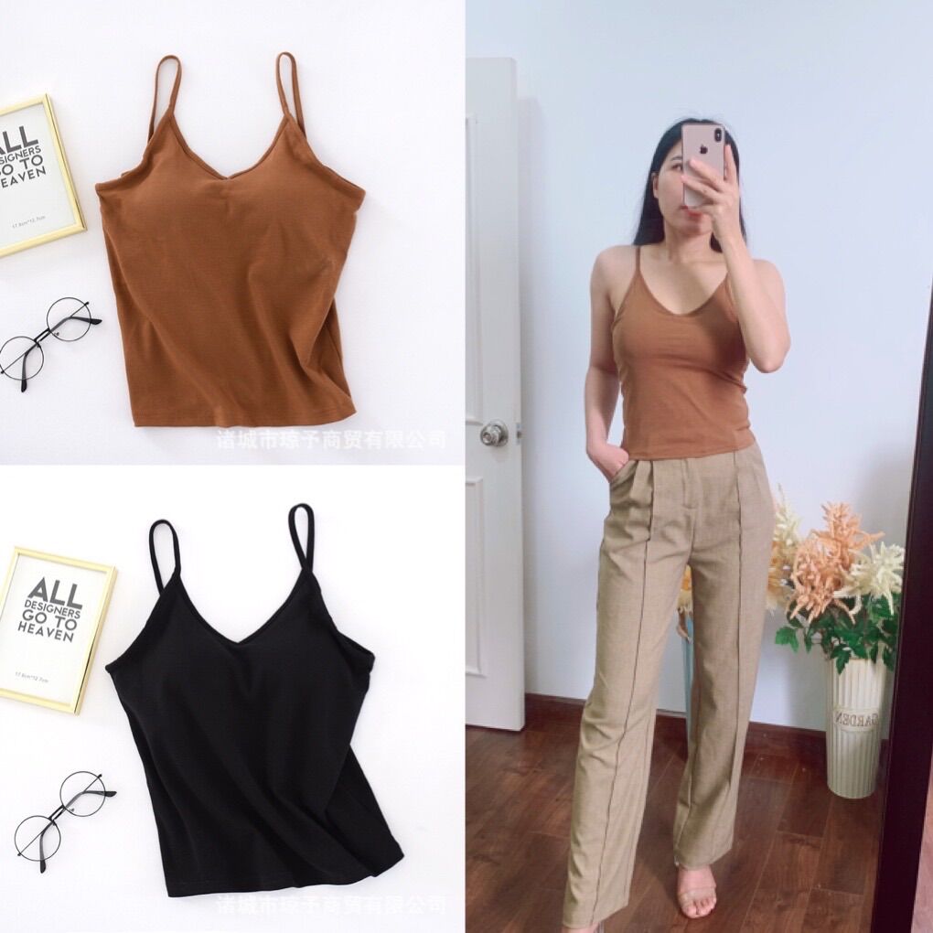 Áo 2 dây cotton có mút ngực