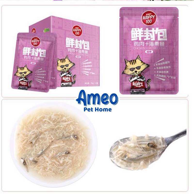 Pate mèo happy 100, pate wanpy 7 vị hấp dẫn