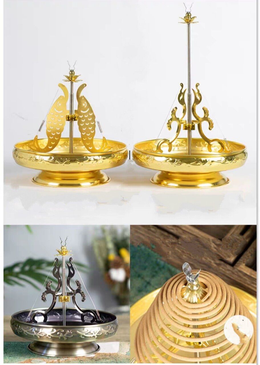 Đĩa cắm hương vòng, khay cắm hương vòng bằng đồng