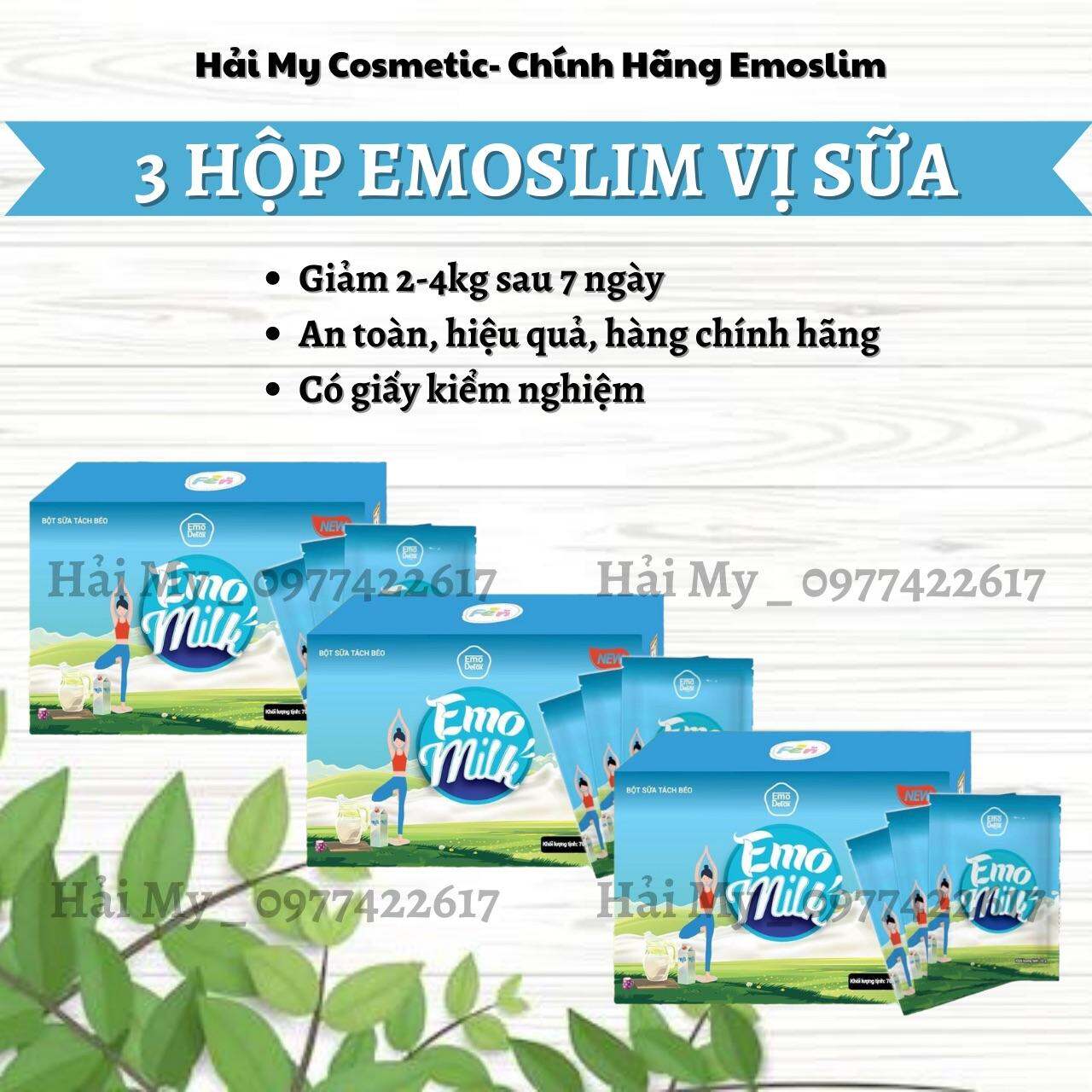 3 HỘP GIẢM CÂN EMOSLIM VỊ SỮA BÒ TÁCH BÉO - An toàn, hiệu quả (kèm quà tặng)