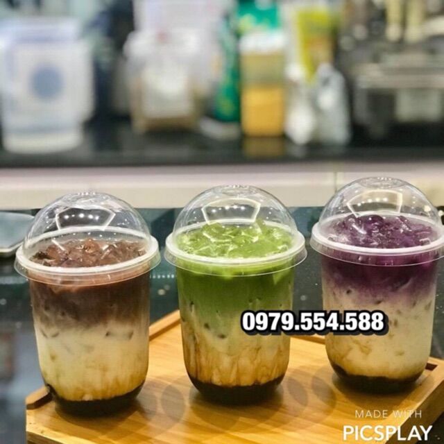 100 cốc chữ U ly nhựa đáy bầu 500ml kèm nắp cầu