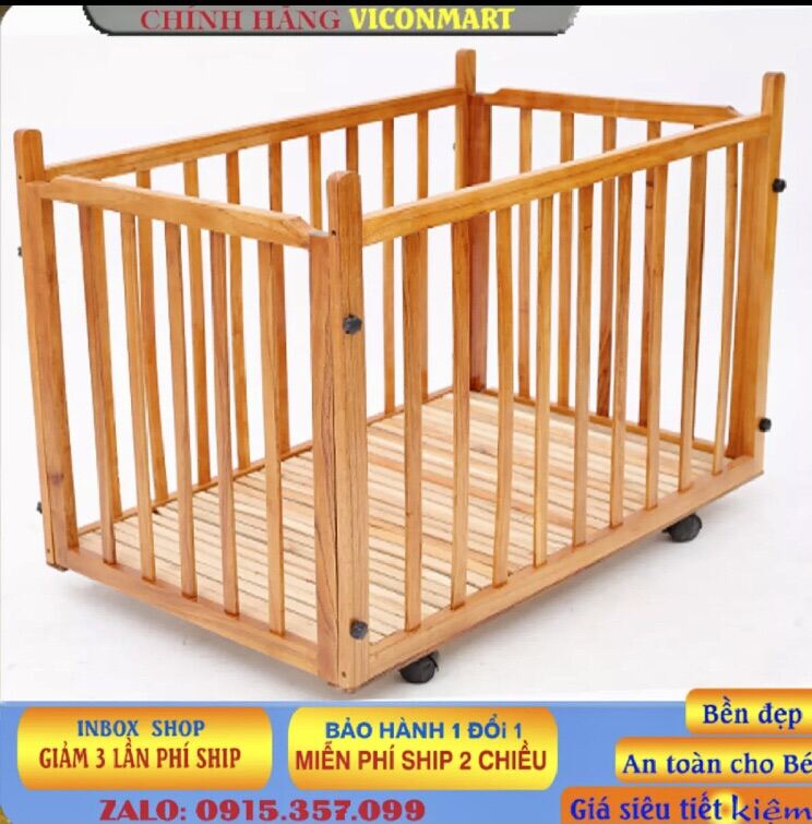 Quây cũi cho bé bằng gỗ đã qua hấp sấy giá xưởng, cũi gỗ với các nan bo tròn cạnh