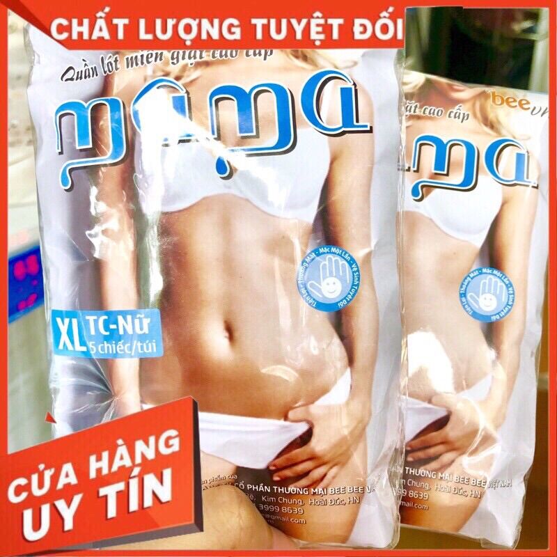 Quần lót cotton giấy mama set 5c//size 40~60kg