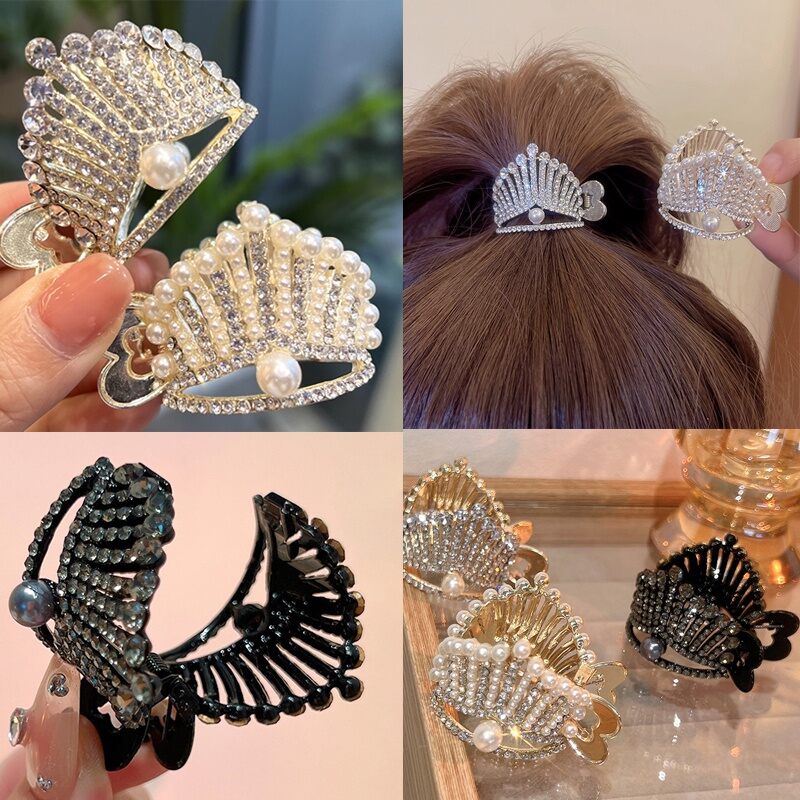 Kẹp tóc hình vương miện đính đá