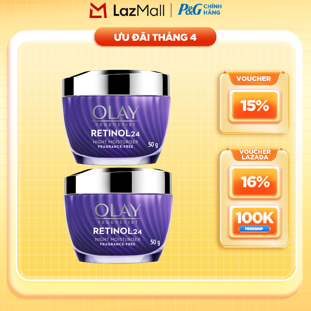 Combo 2 Kem Dưỡng Ban Đêm OLAY RETINOL24 Giúp Giữ Nét Tươi Trẻ Cho Da  Mờ Nếp Nhăn Hũ 50G