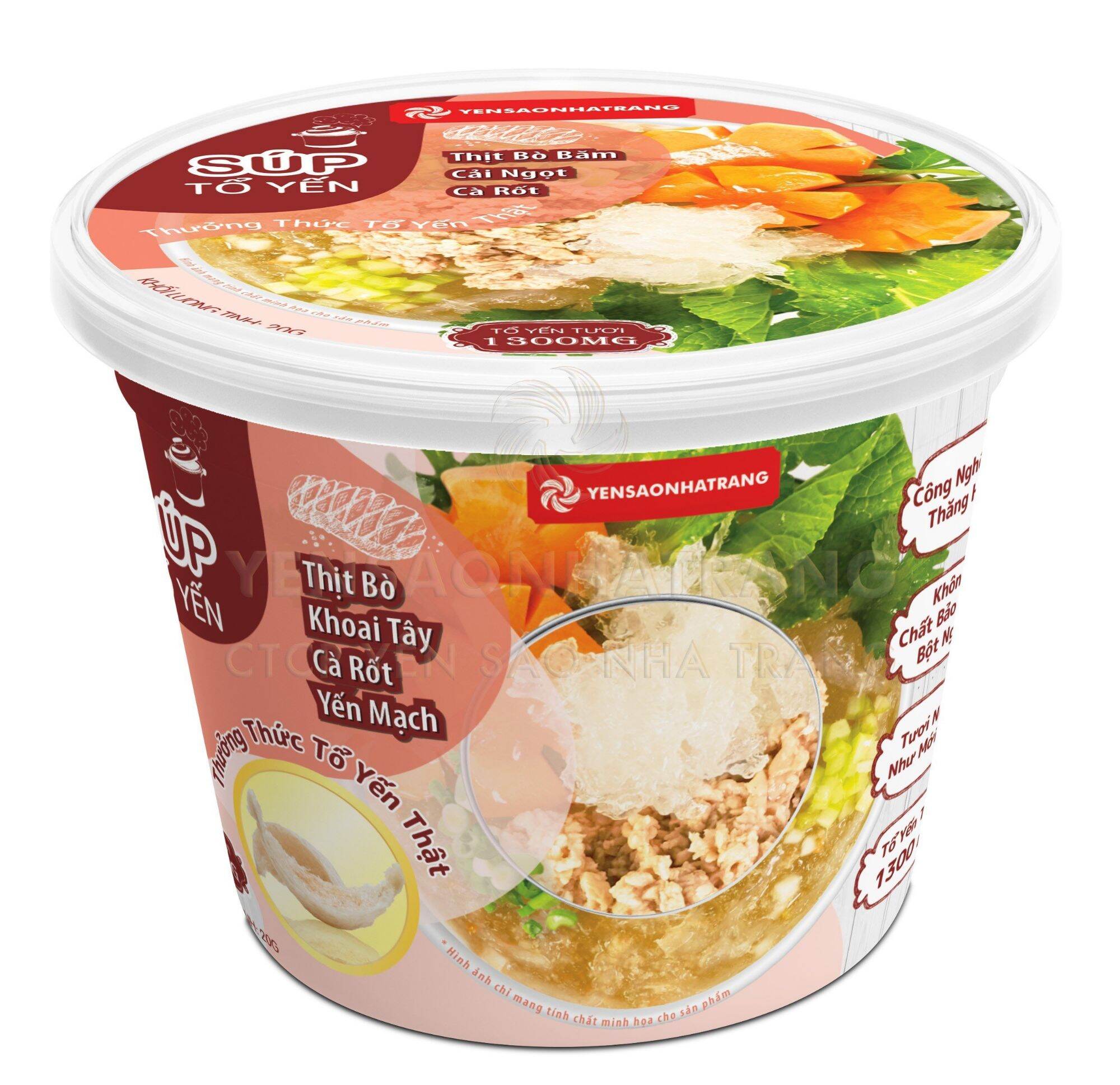 Súp tổ yến ăn liền - thịt bò, khoai tây, cà rốt, yến mạch