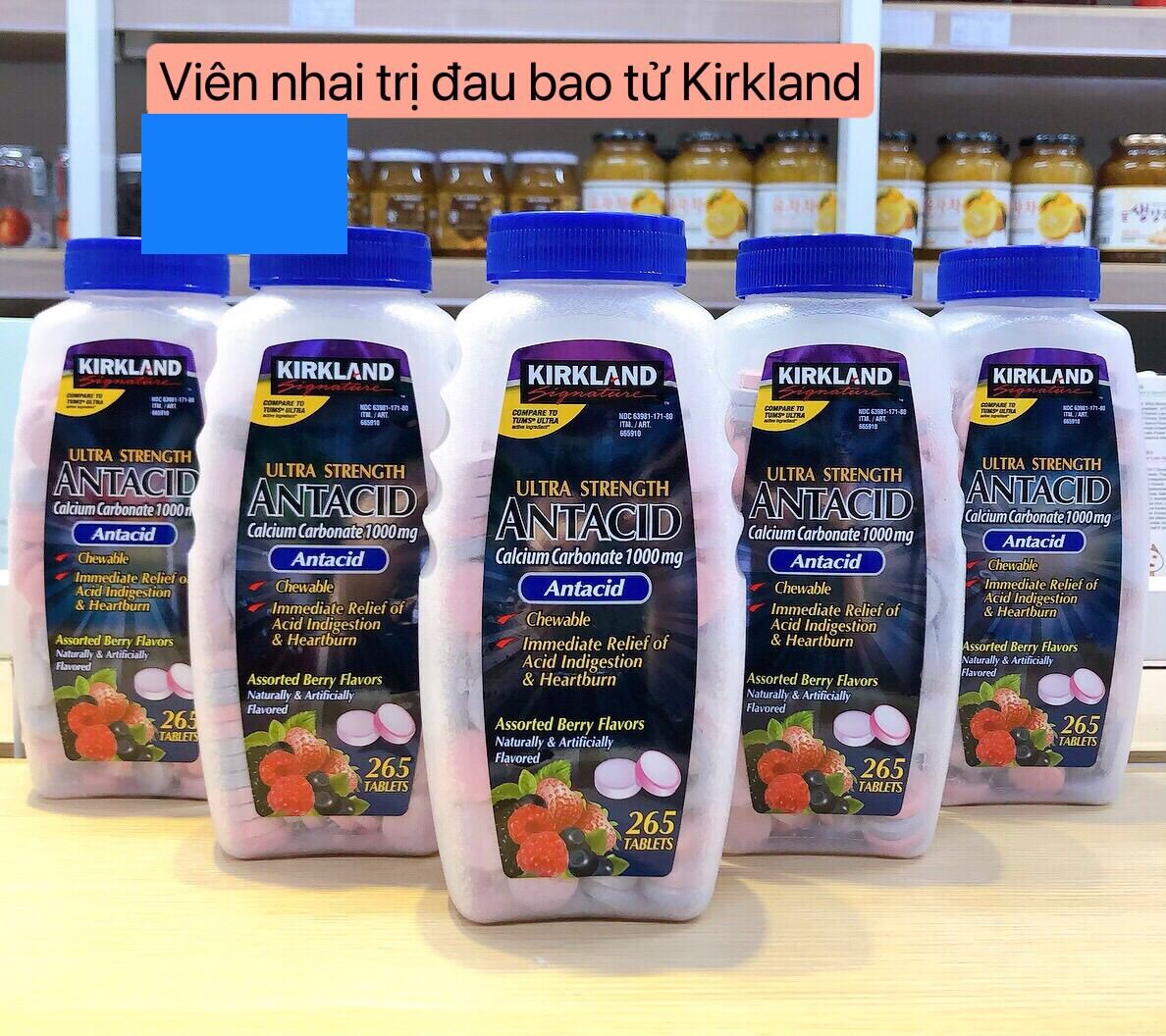 Viên nhai đau bao tử, đầy hơi, khó tiêu antacid kirkland 265 viên mỹ