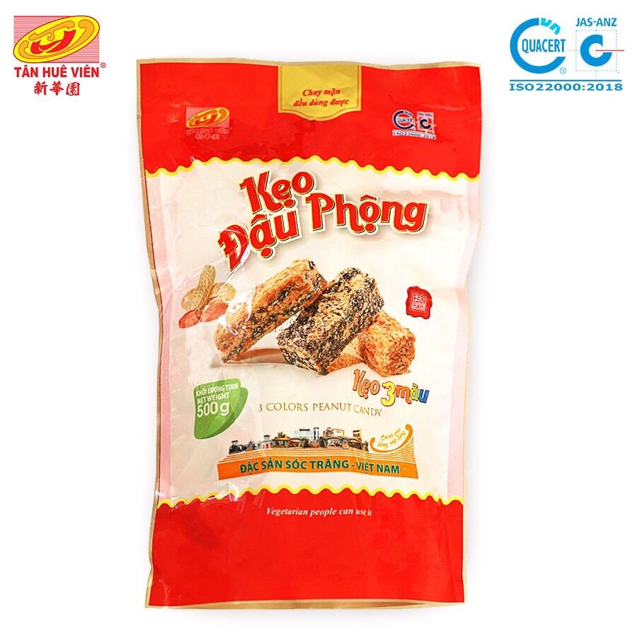 Kẹo đậu phộng 3 màu Tân Huê Viên (400g)