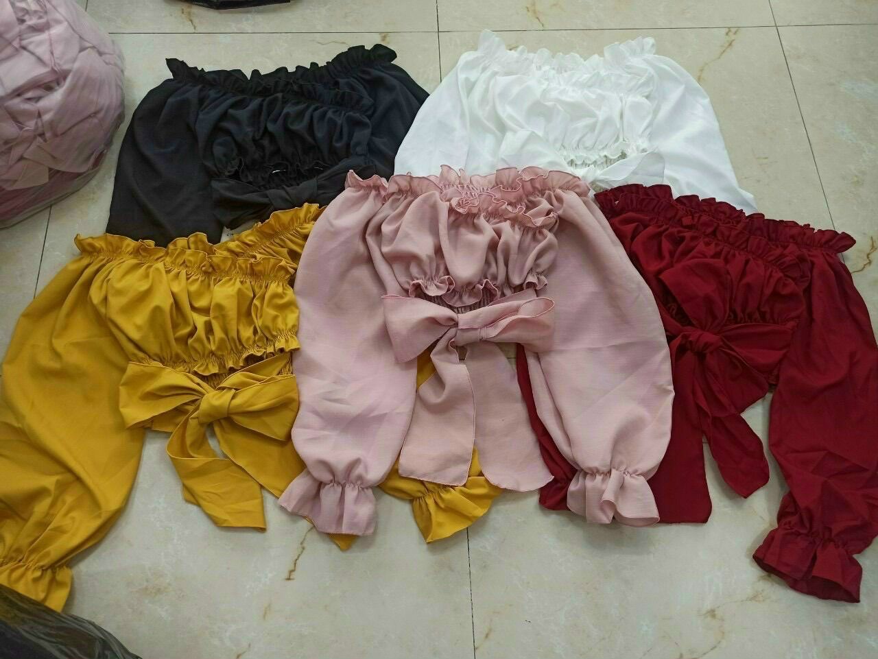 ÁO KIỂU ĐẮP CHÉO TAY DÀI THẮT NƠ BỤNG