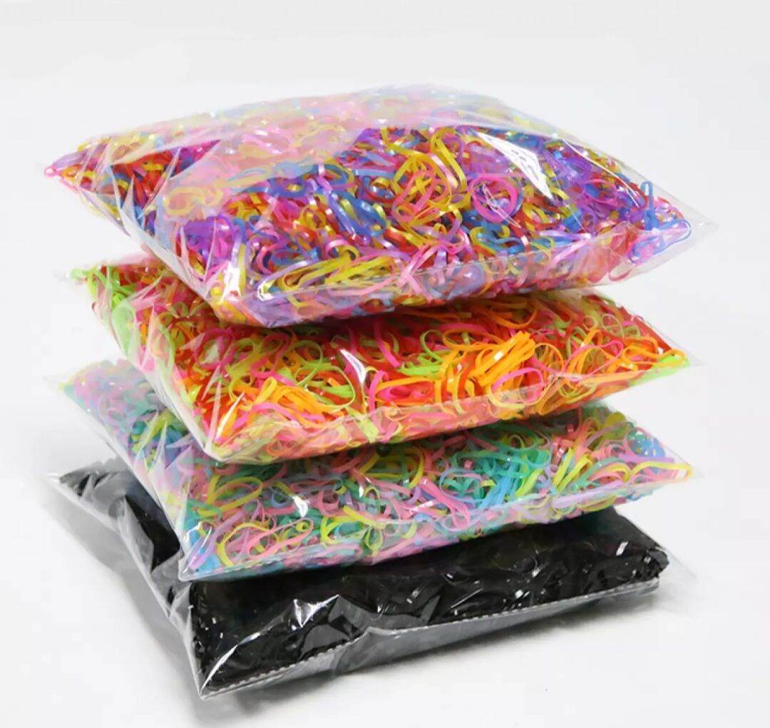 Gói 100 Gram Dây Chun Cột Tóc Nhiều Màu Sắc Cho Bé Gái