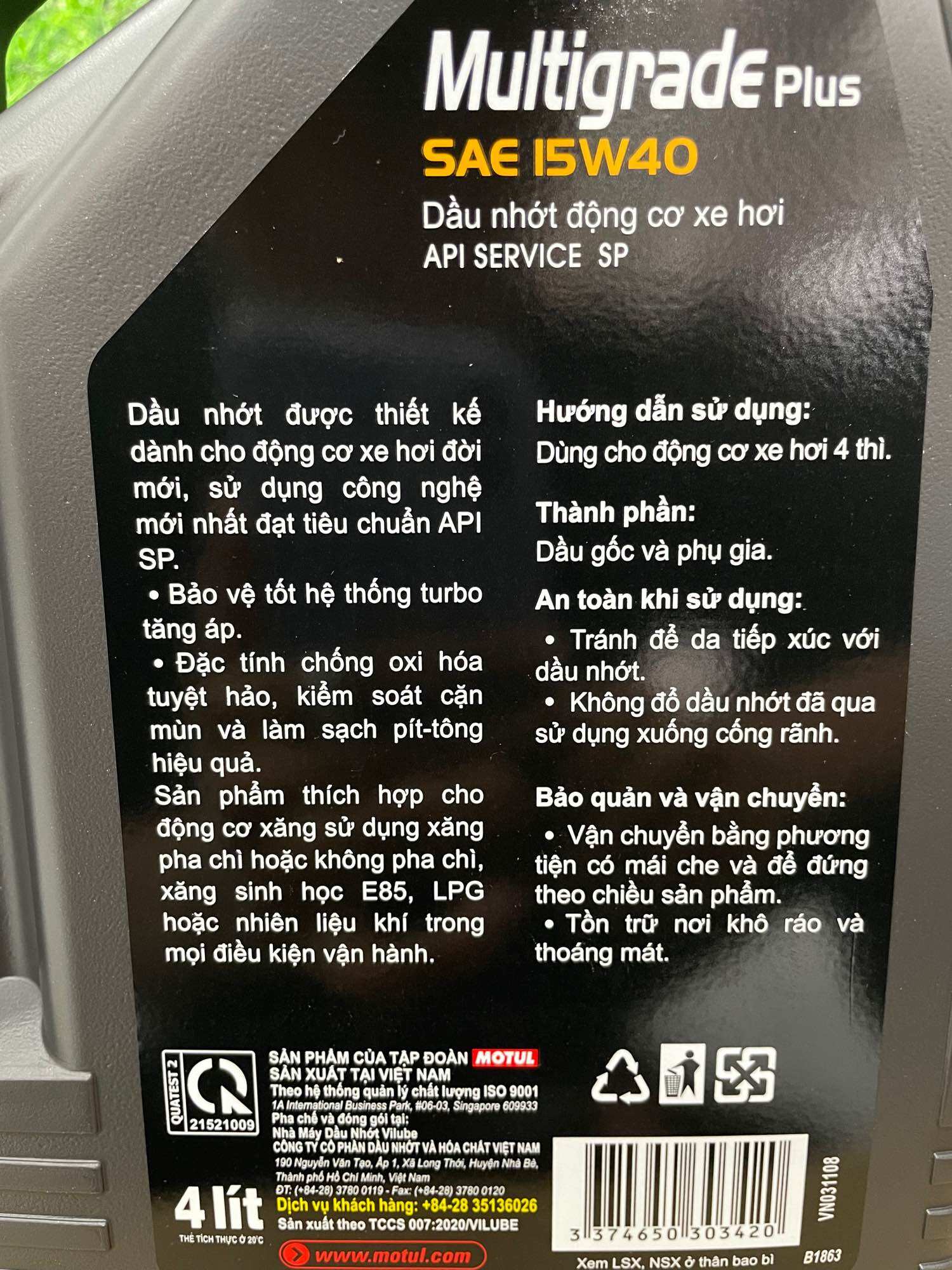 [ HÀNG CHÍNH HÃNG MOTUL ] NHỚT XE HƠI MOTUL MULTIGRADE PLUS 15W40 (4L)