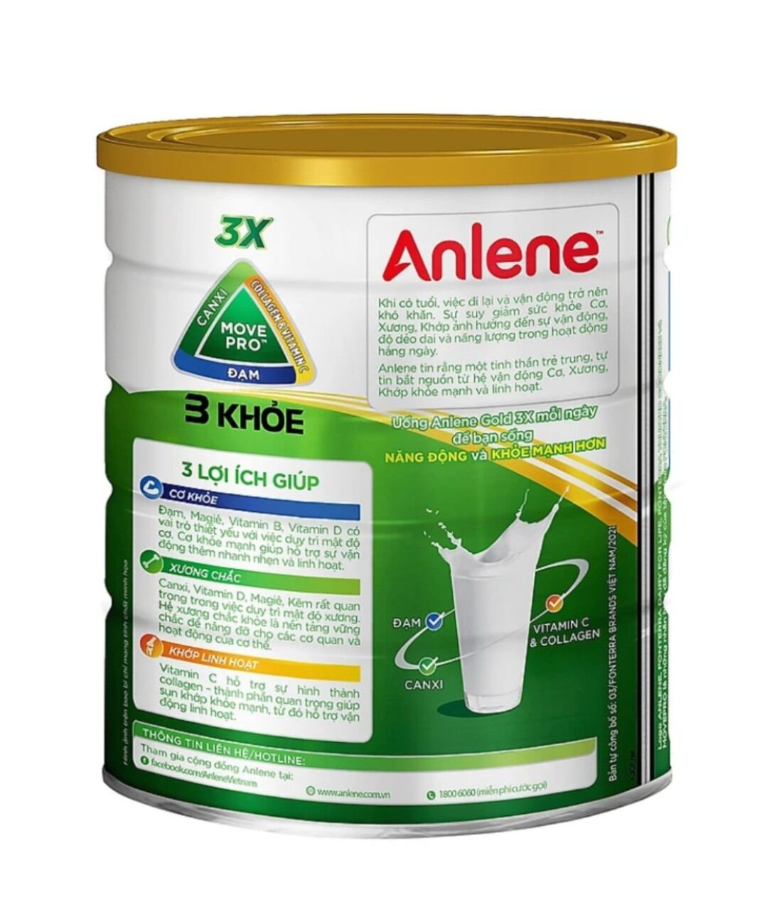 Sữa bột Anlene Gold 3X hương vani lon 800g