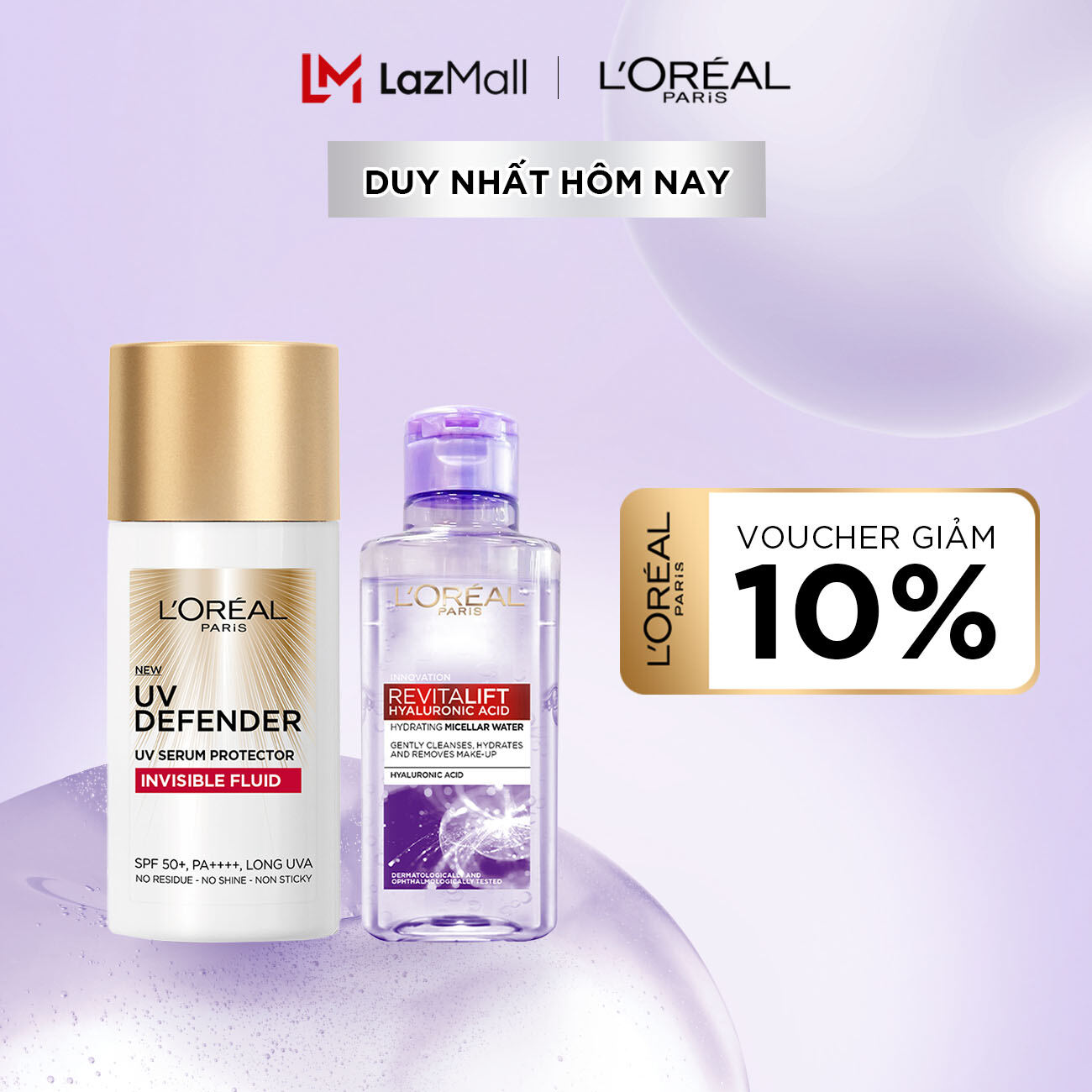 Bộ đôi uv fluid 50ml & tẩy trang ha 95ml - virtual