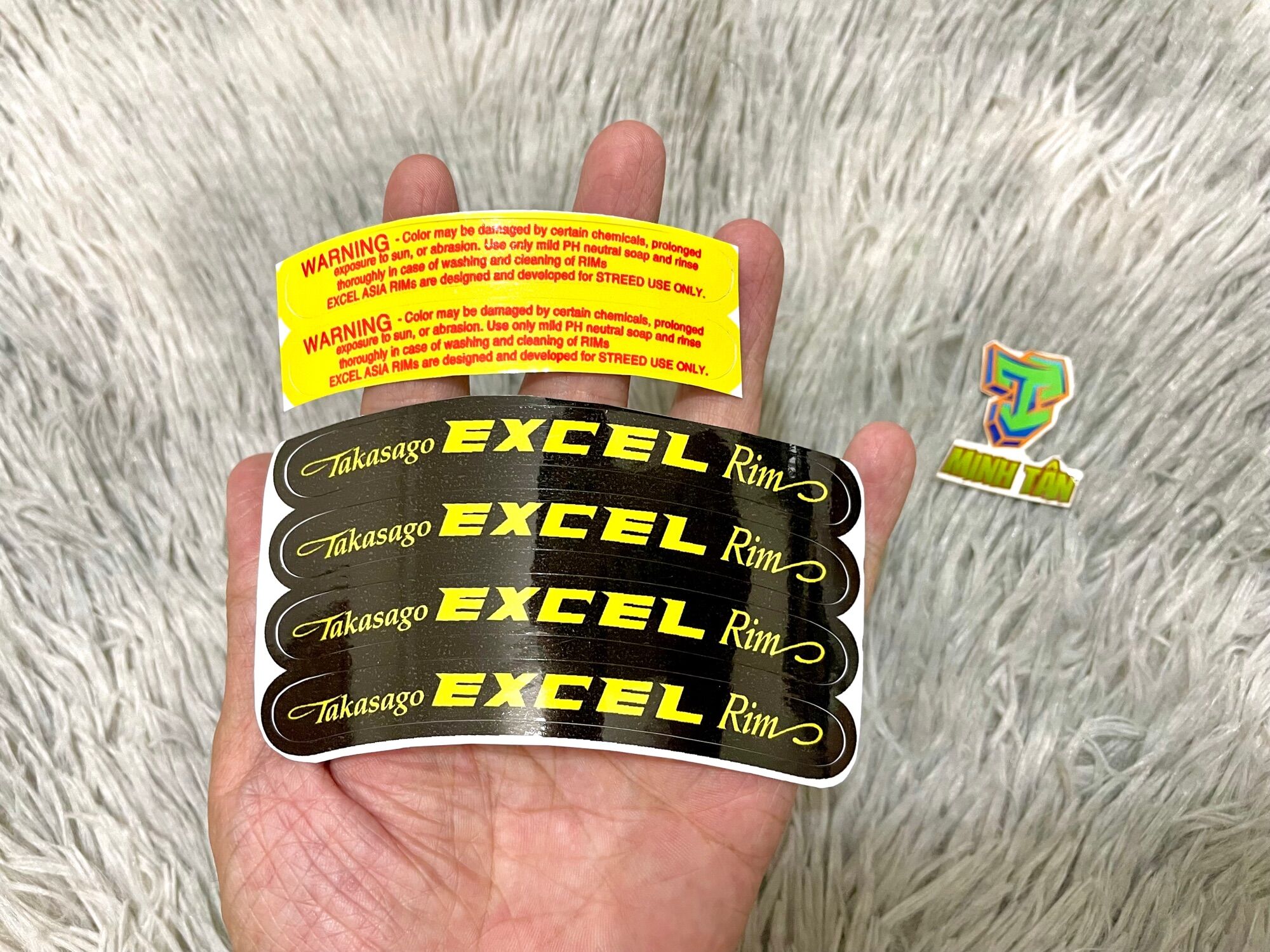 Bộ 6 tem Excel Rim nền đen (gồm 4 tem Excel + 2 tem Warning)