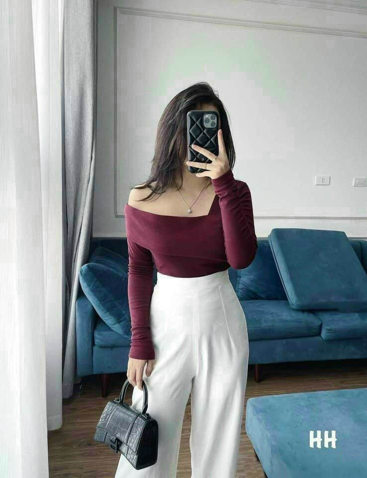 Áo tay dài chanh xả lệch 1 vai