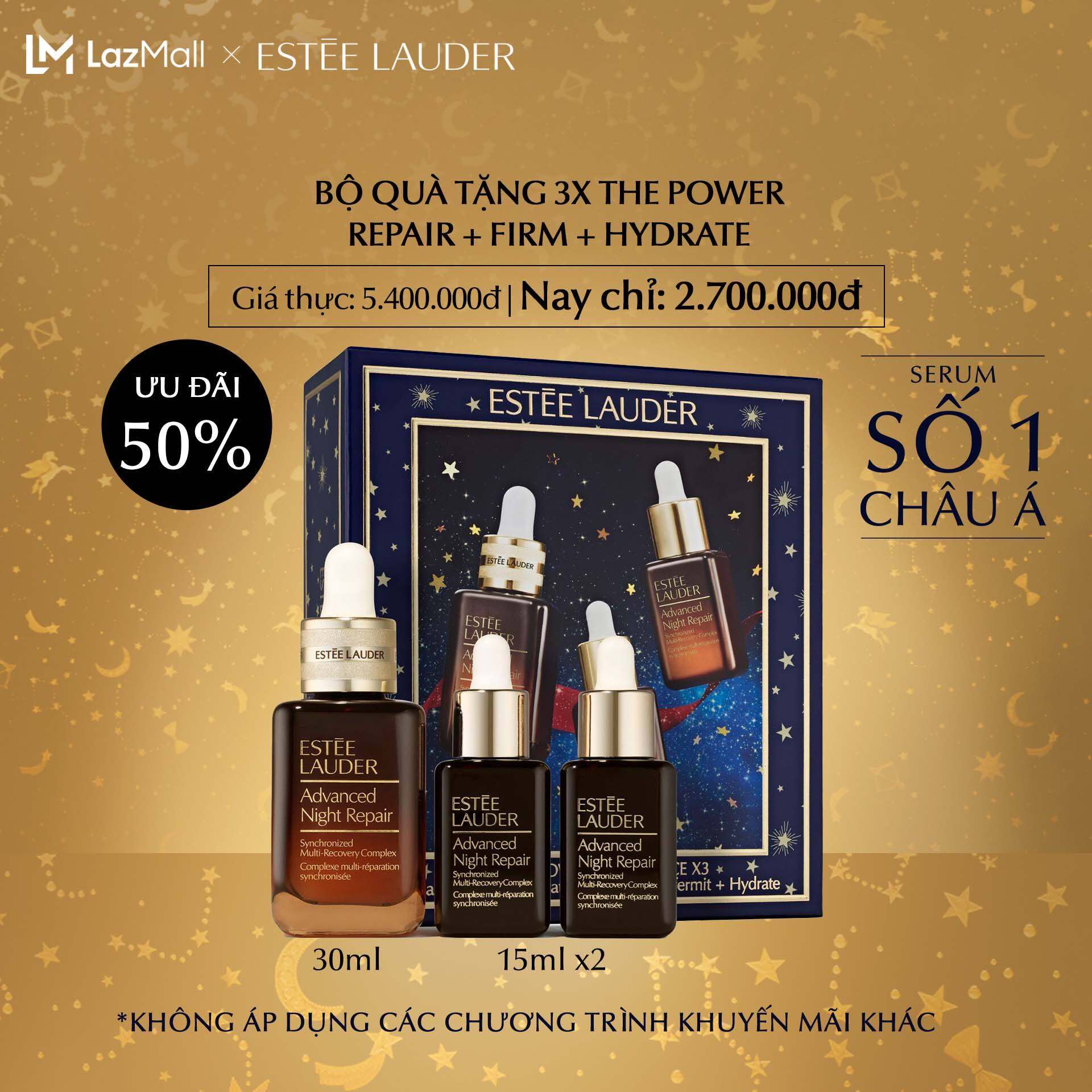 Bộ quà tặng Estée Lauder 3 món Advanced Night Repair Serum • 3X The Power Repair + Firm + Hydrate (Trị Giá 5.400.000 VND)