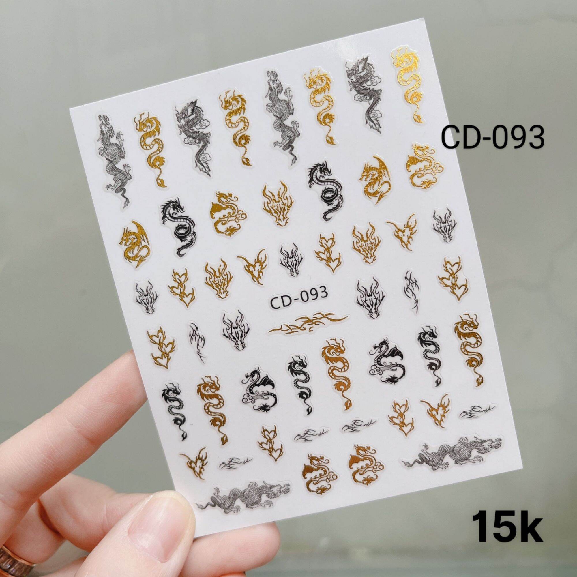 Sticker Rồng dán móng tay nail sticker Tết con rồng vàng bạc đỏ đen sắc màu trang trí móng tay nail