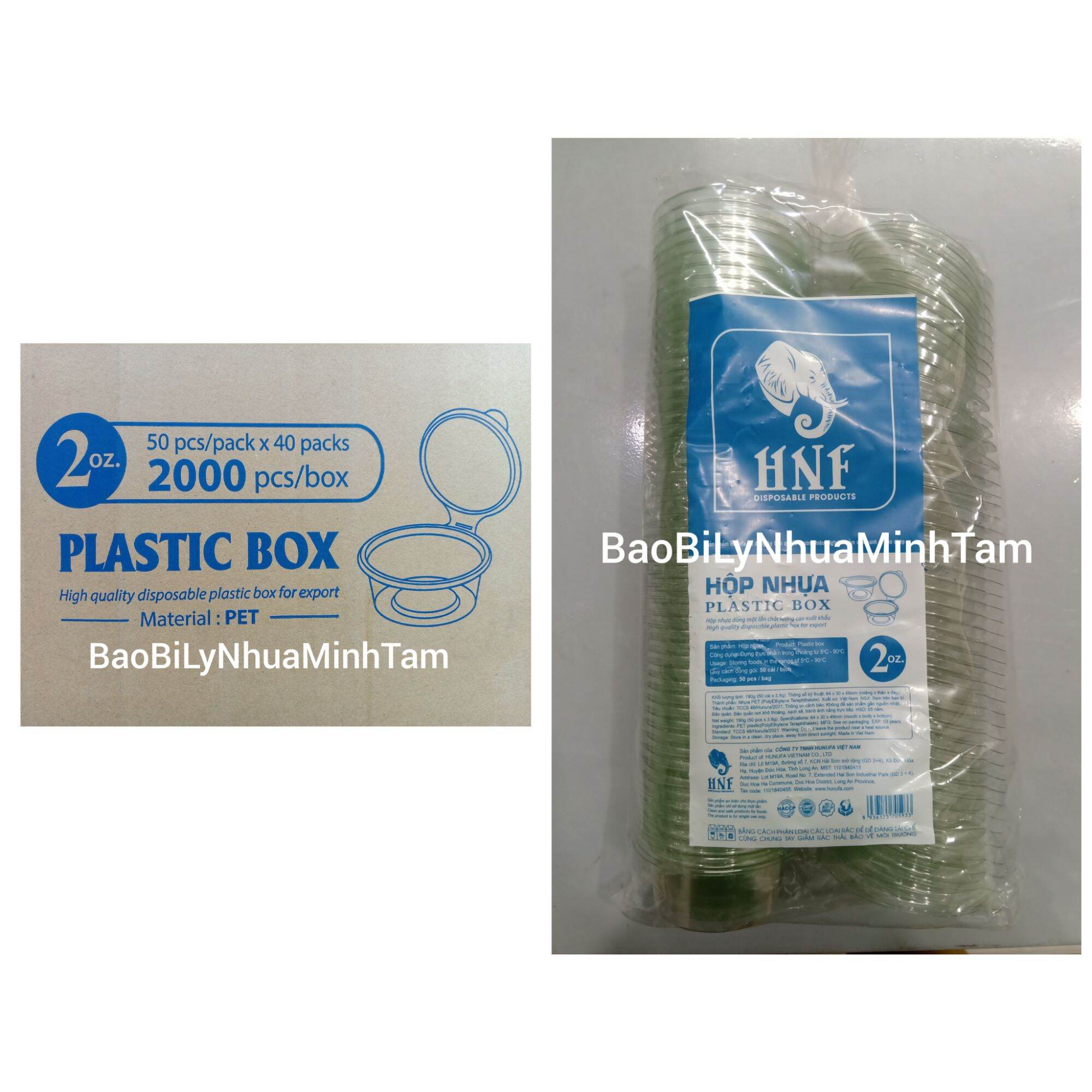 50 hủ nhựa pet nắp liền 2oz hunufa