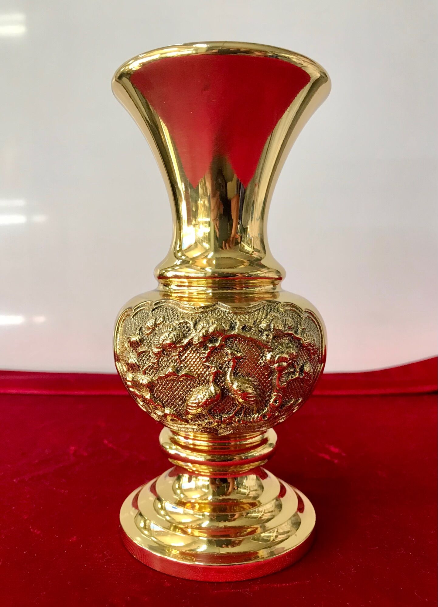 Bình hoa bằng đồng, bình bông mai liễu số 1 của vĩnh tiến cao 18cm
