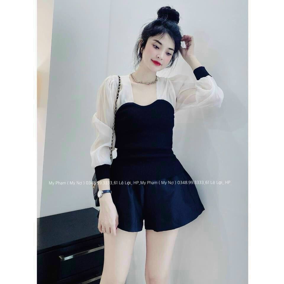 Áo kiểu tay voan h8 xịn xò sang trọng