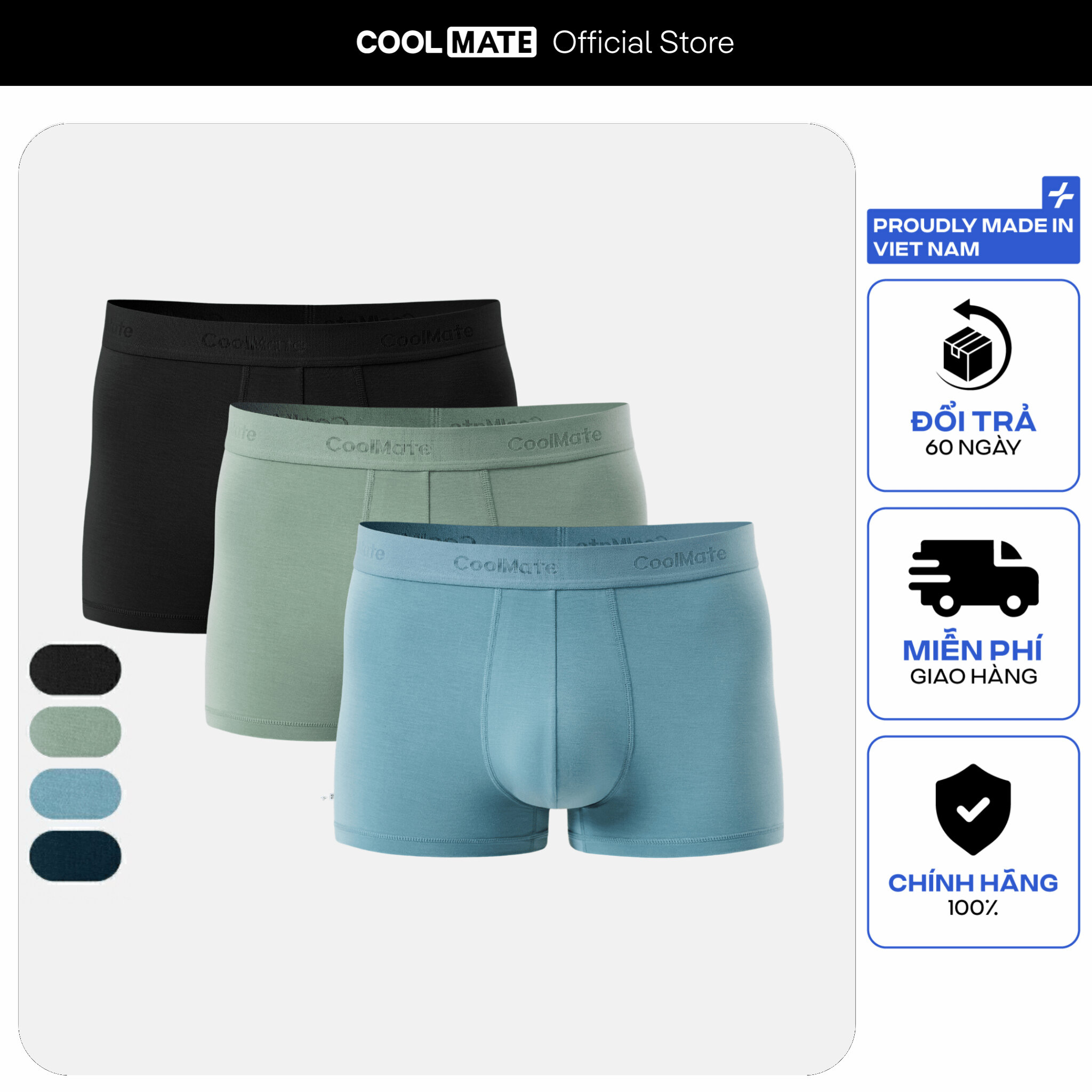 Combo 3 Quần lót nam Trunk Lenzing Modal mềm mại, Kháng khuẩn, thấm hút tốt - Coolmate