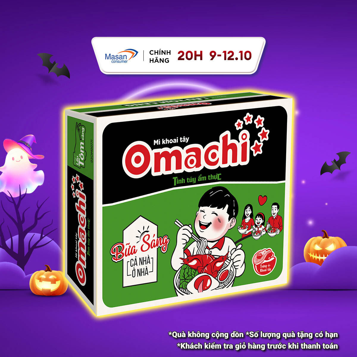 Mì Khoai Tây Omachi Lẩu Tôm Càng - Thùng 30 Gói x 80g