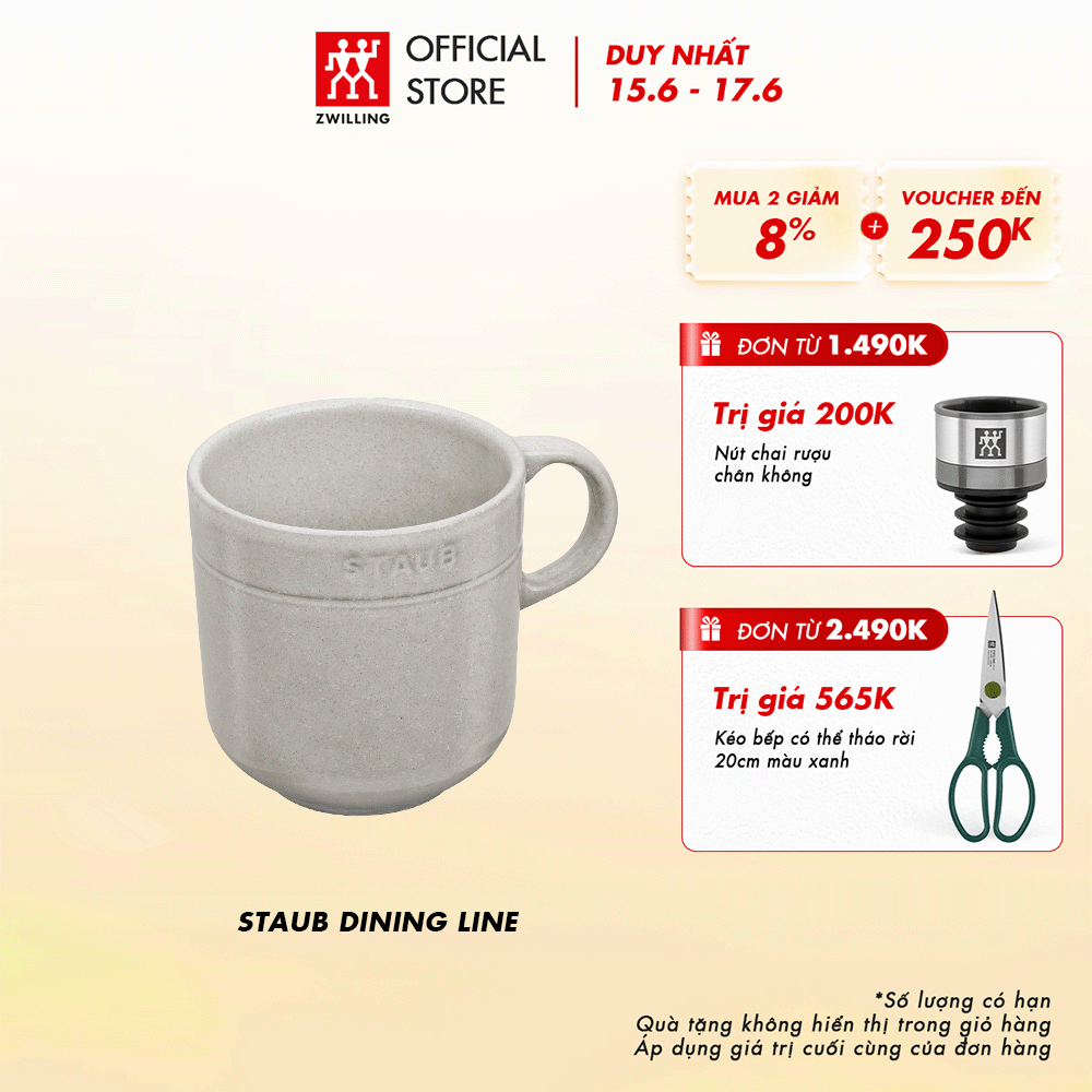 [ZWILLING] Ly STAUB bằng sứ 350 ml, màu white truffle