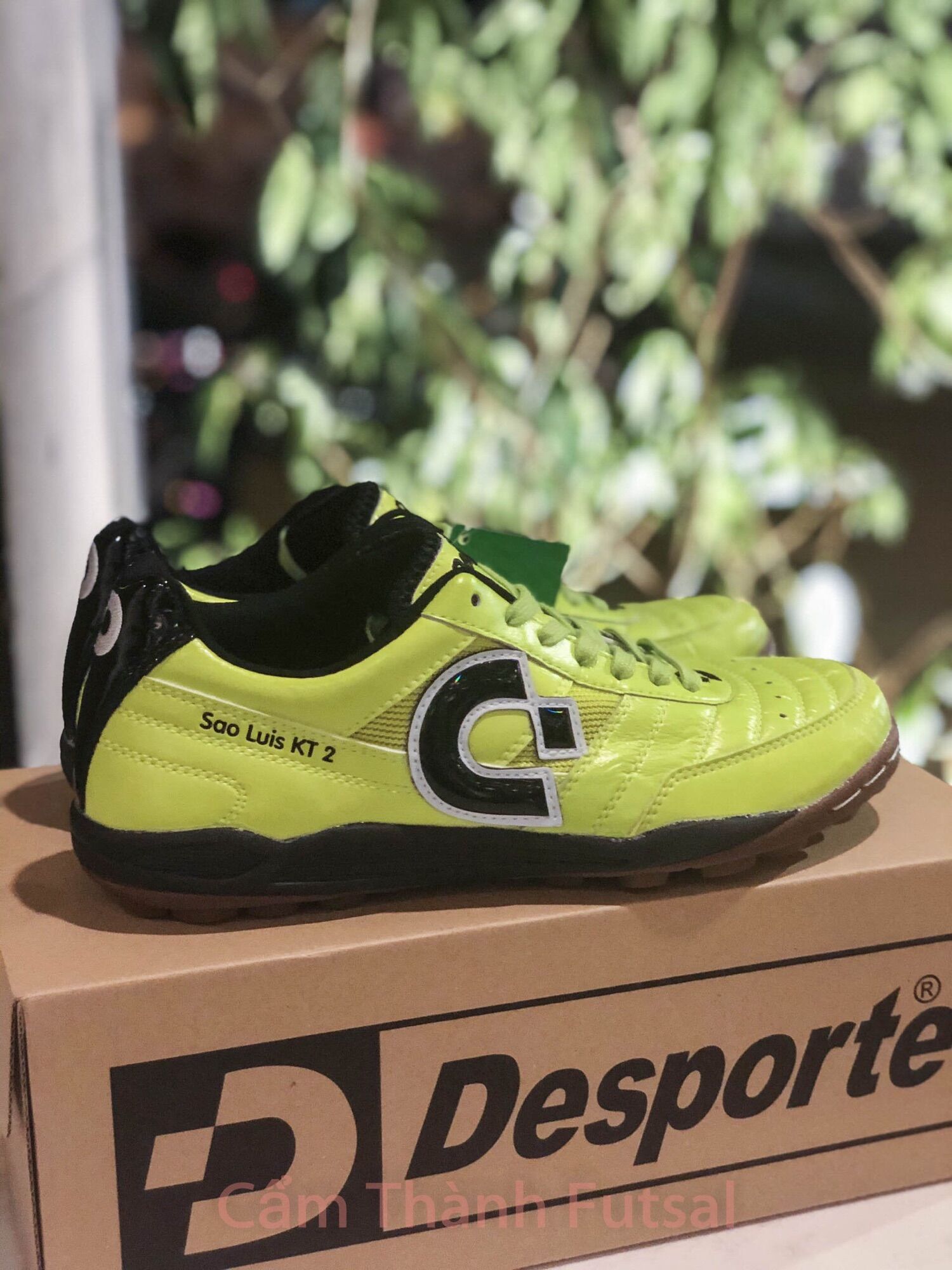 Giày đá banh chính hãng desporte saoluis kt2 - ds1445- xanh chuối/đen
