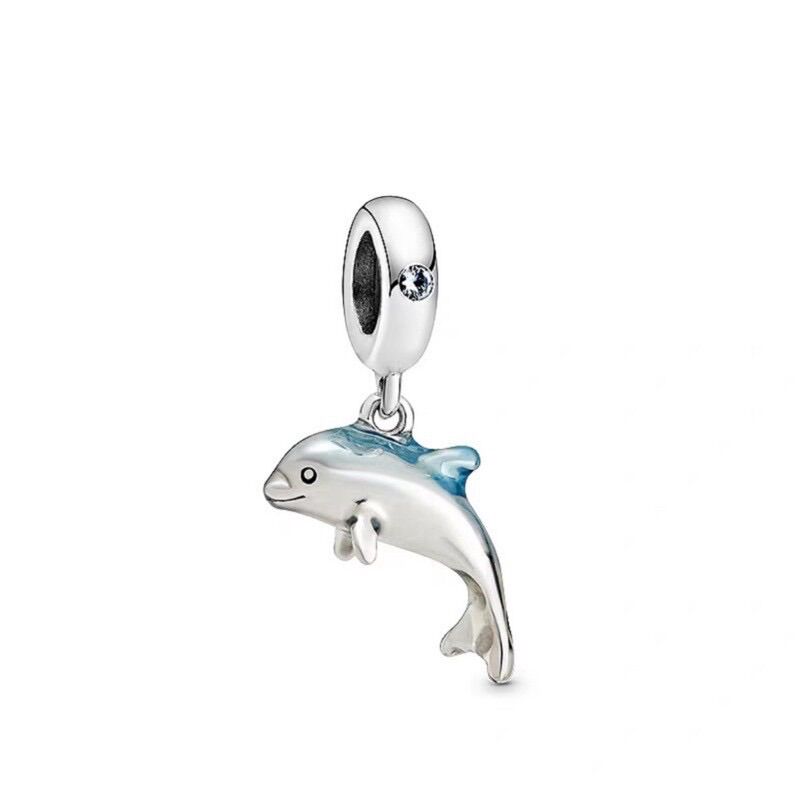 Charm pan ale cá heo xanh bạc s925 cao cấp