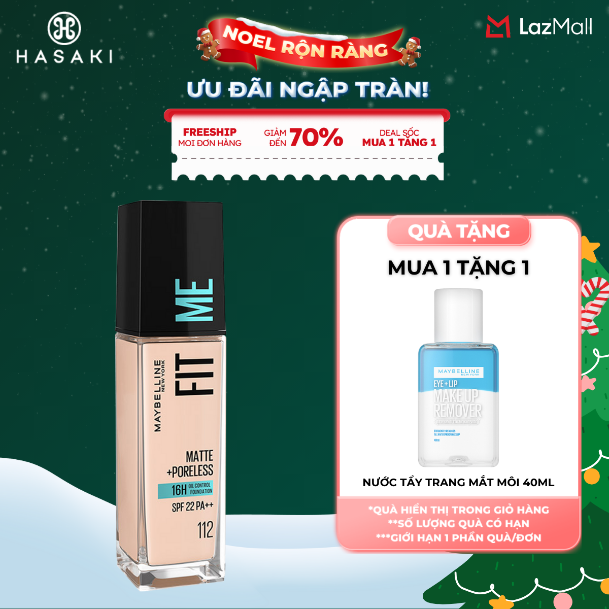 MUA LÀ CÓ QUÀ Kem Nền Maybelline Mịn Nhẹ Kiềm Dầu Chống Nắng 30ml Hasaki Sản Phẩm Chính Hãng