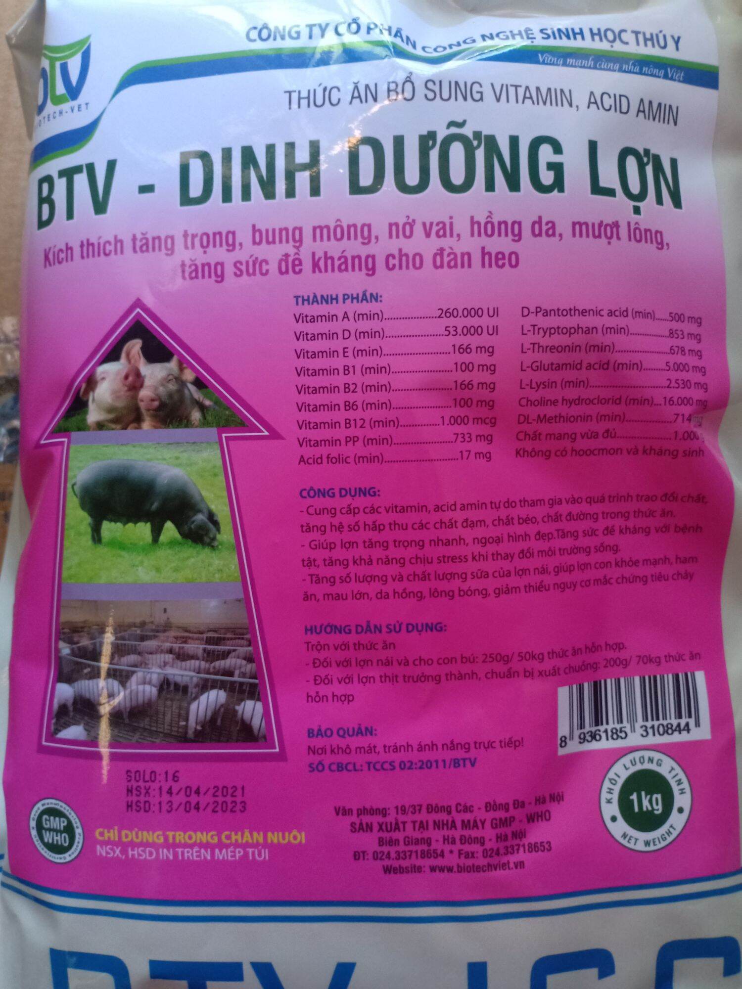Vỗ béo heo- dinh dưỡng lợn -1 kg