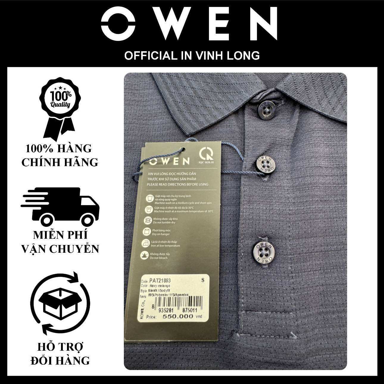 Áo Polo nam Owen form BodyFit còn size S(55kg) (PAT21893)
