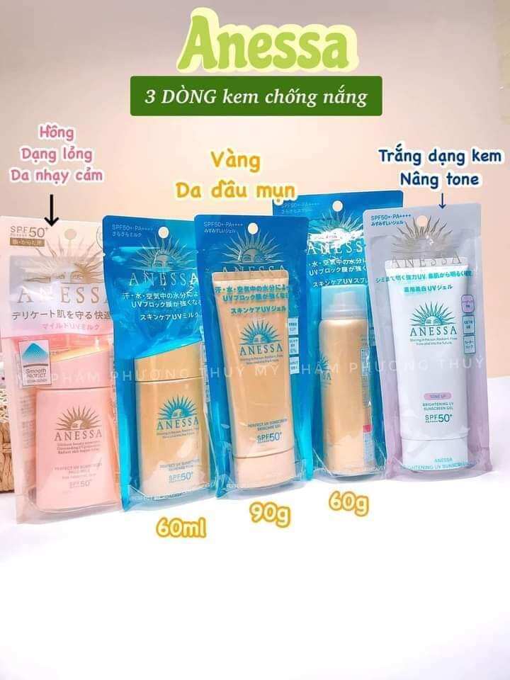  Kem chống nắng Anessa 60ml 90g xịt chống nắng Anessa Nhật chuẩn nội địa chính hãng 