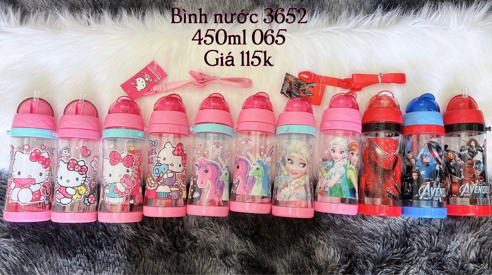 [HCM]Bình nước (3652) 450m có dây đeo ống hút