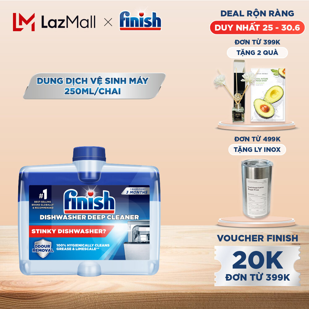 Dung Dịch Tẩy Rửa Máy Rửa Chén Bát Finish Dishwasher Deep Cleaner - chai 250ML
