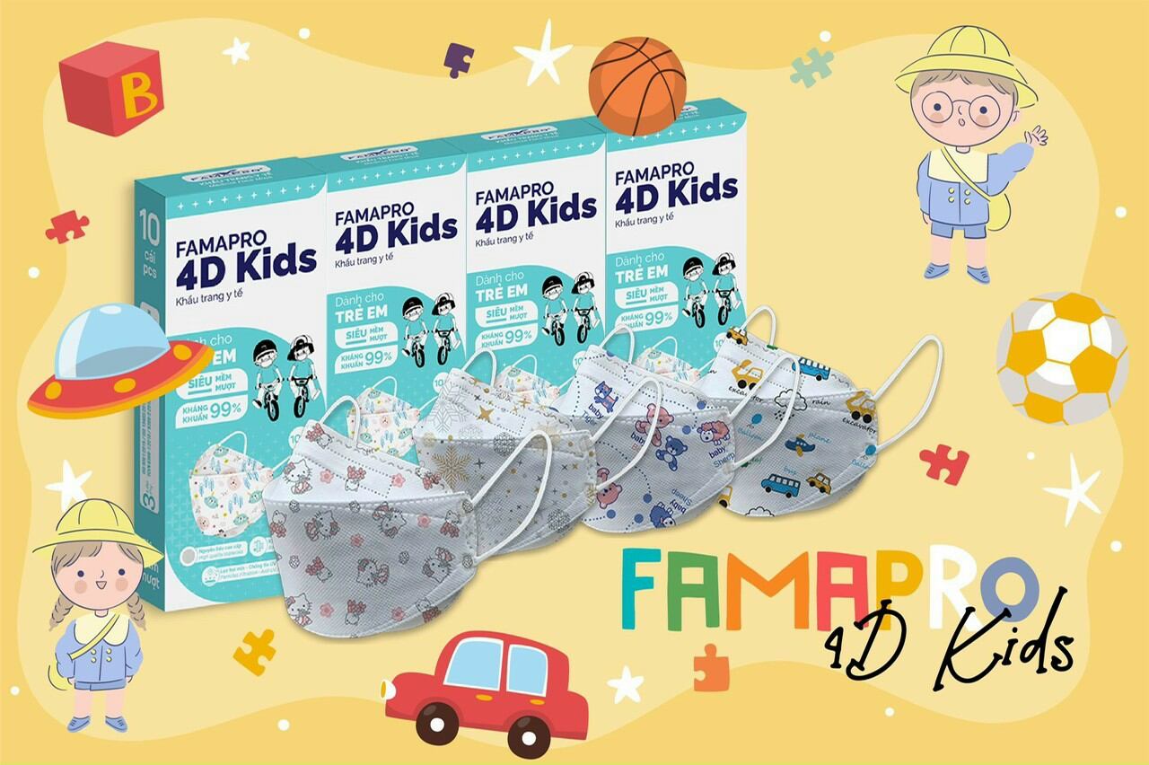 COMBO 10 HỘP - 4D MASK KIDS (KF94)- HỘP 10 CÁI Khẩu trang y tế cao cấp trẻ em kháng khuẩn 3 lớp