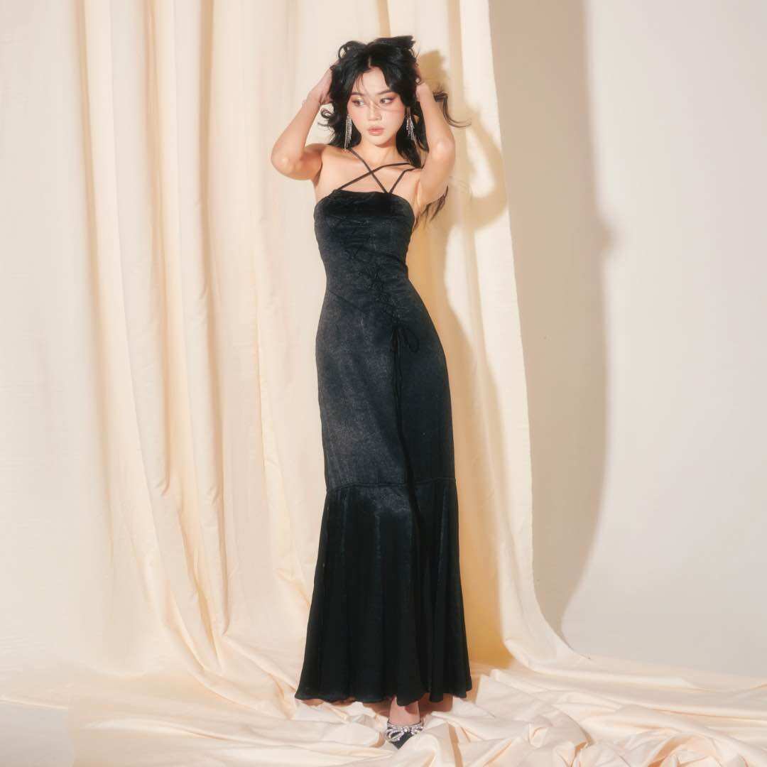 Đầm lụa dây chéo đuôi cá INTO.EIGHT thiết kế (Celeste Dress)
